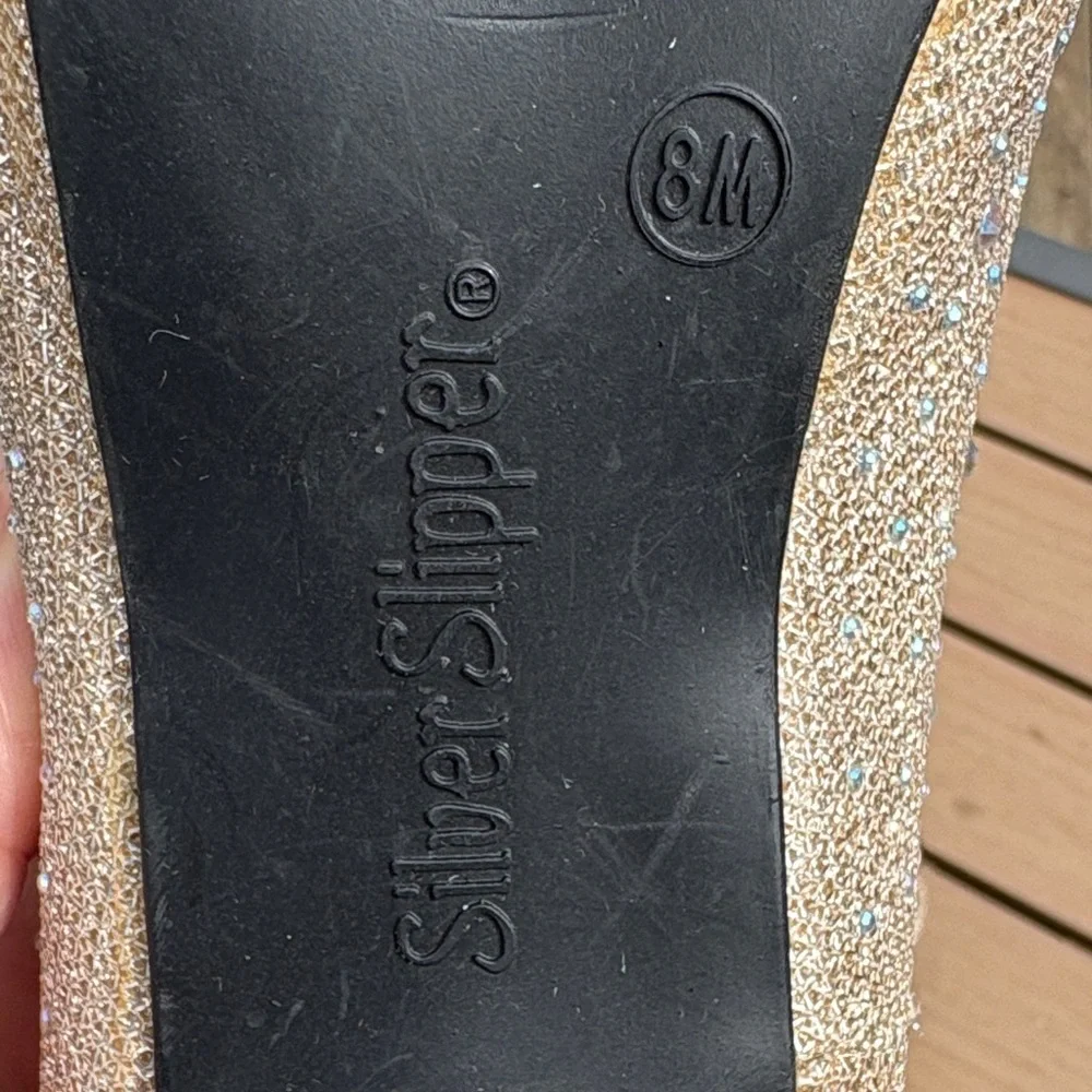 Women's Heels in Glittering Cream Rhinestones Silver Slipper Sparkling - Picture 9 of 13